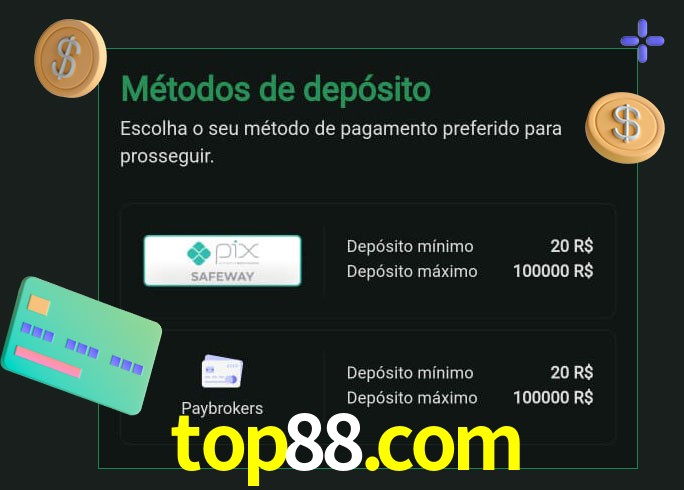 O cassino top88.com oferece uma grande variedade de métodos de pagamento